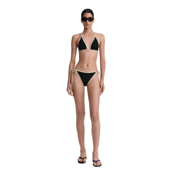 Toteme Stripe tie bikini top in Black, view 2