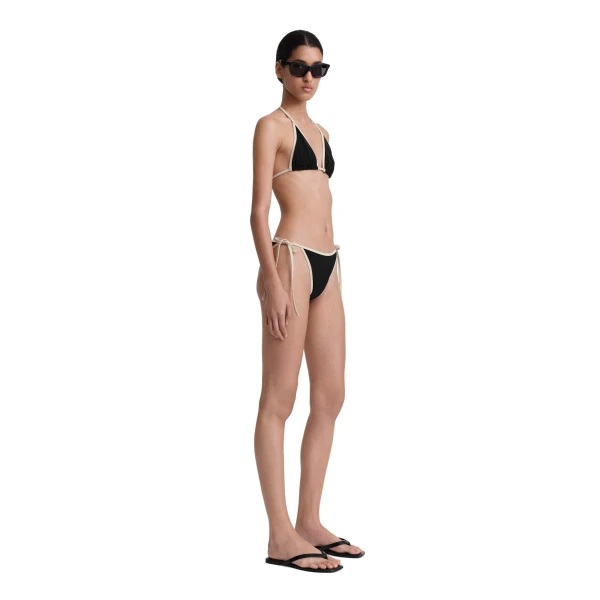 Toteme Stripe tie bikini top in Black, view 3