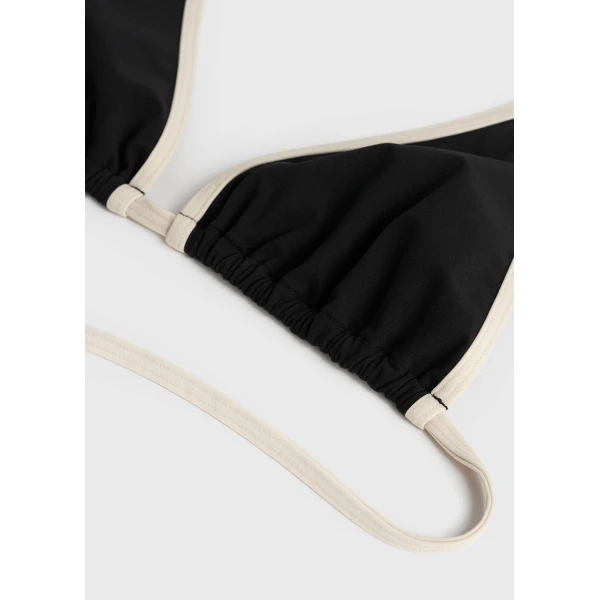 Toteme Stripe tie bikini top in Black, view 6