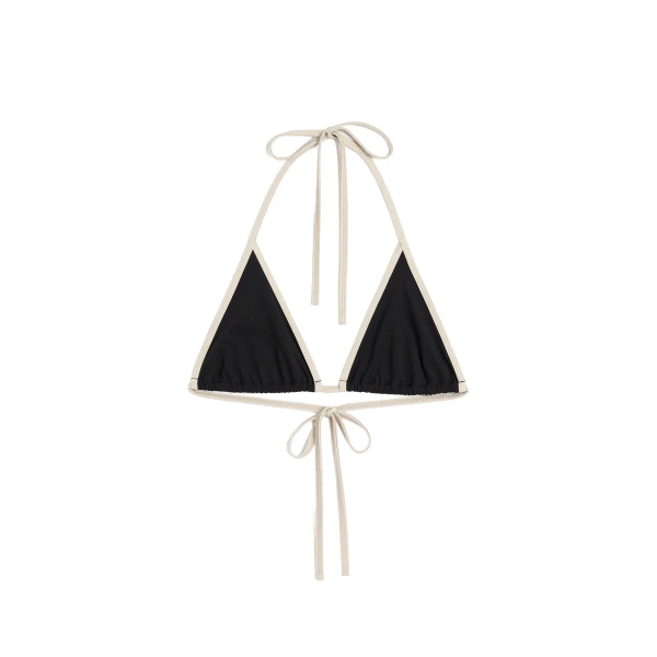Stripe tie bikini top in Black
