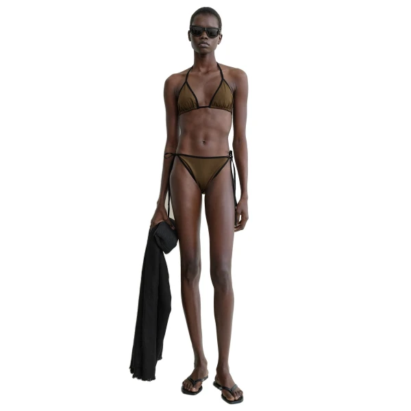 Toteme Stripe tie bikini top in Walnut, view 3