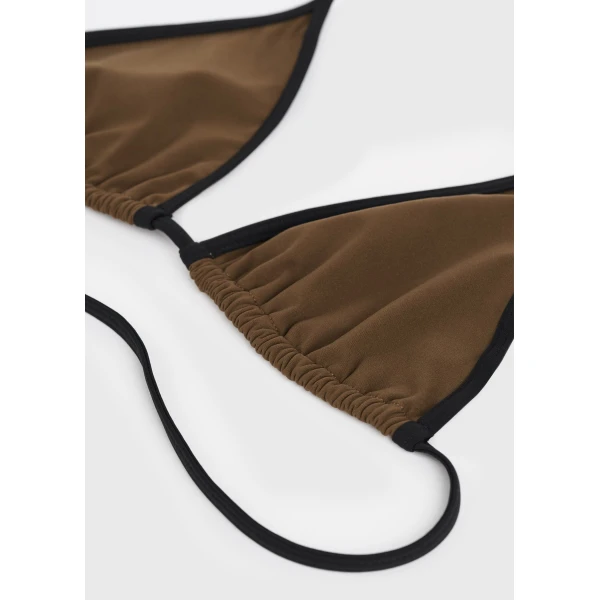 Toteme Stripe tie bikini top in Walnut, view 6