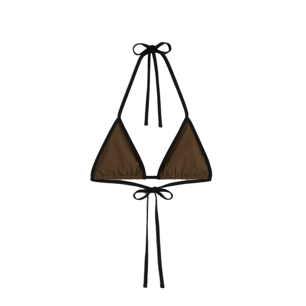 Stripe tie bikini top in Walnut