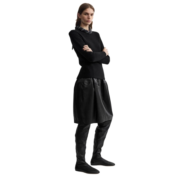 Toteme Structured crew knit in Black, view 3