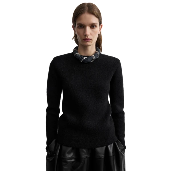Toteme Structured crew knit in Black, view 5