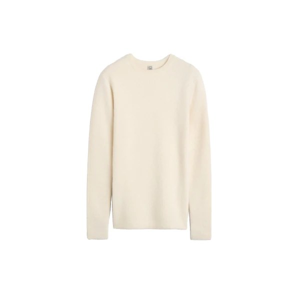 Structured crew knit in Ecru