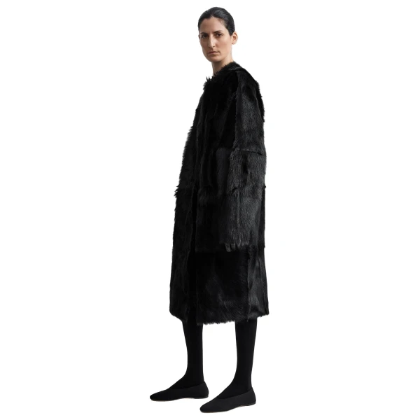 Toteme Structured shearling coat in Black, view 3