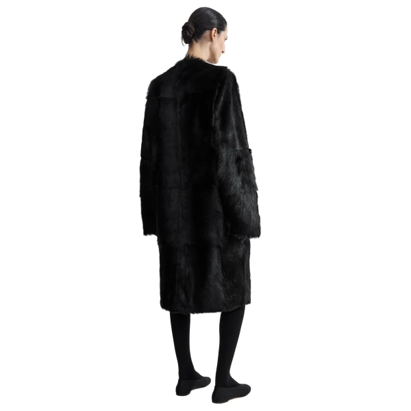 Toteme Structured shearling coat in Black, view 4