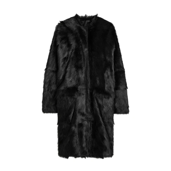 Structured shearling coat in Black