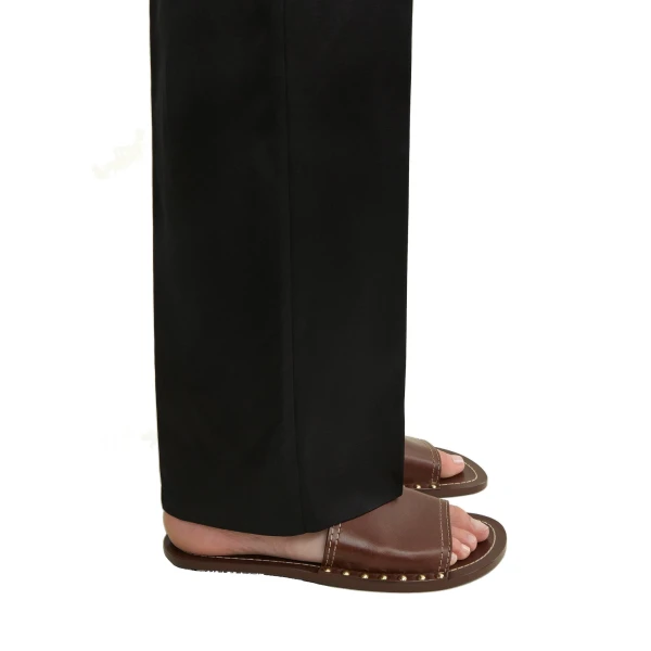 Studded leather slides in Sienna - Image 3