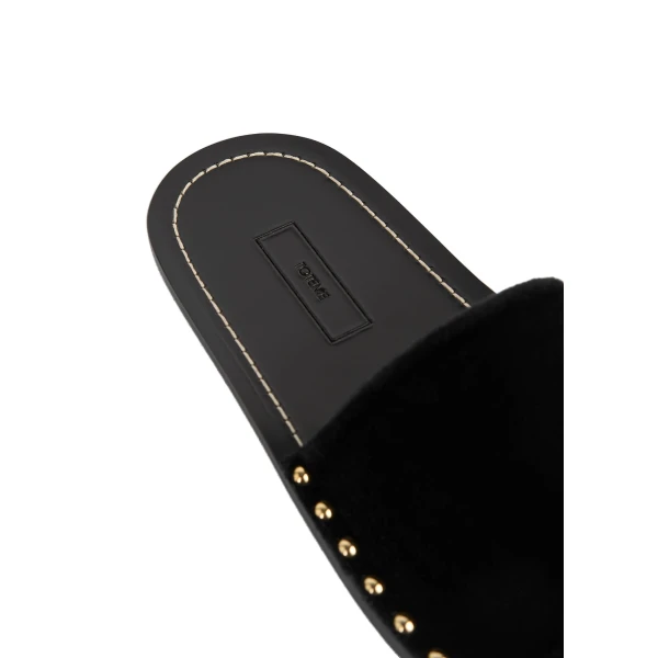 Studded velvet slides in Black - Image 5