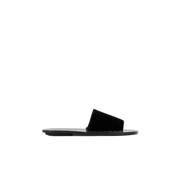 Studded velvet slides in Black