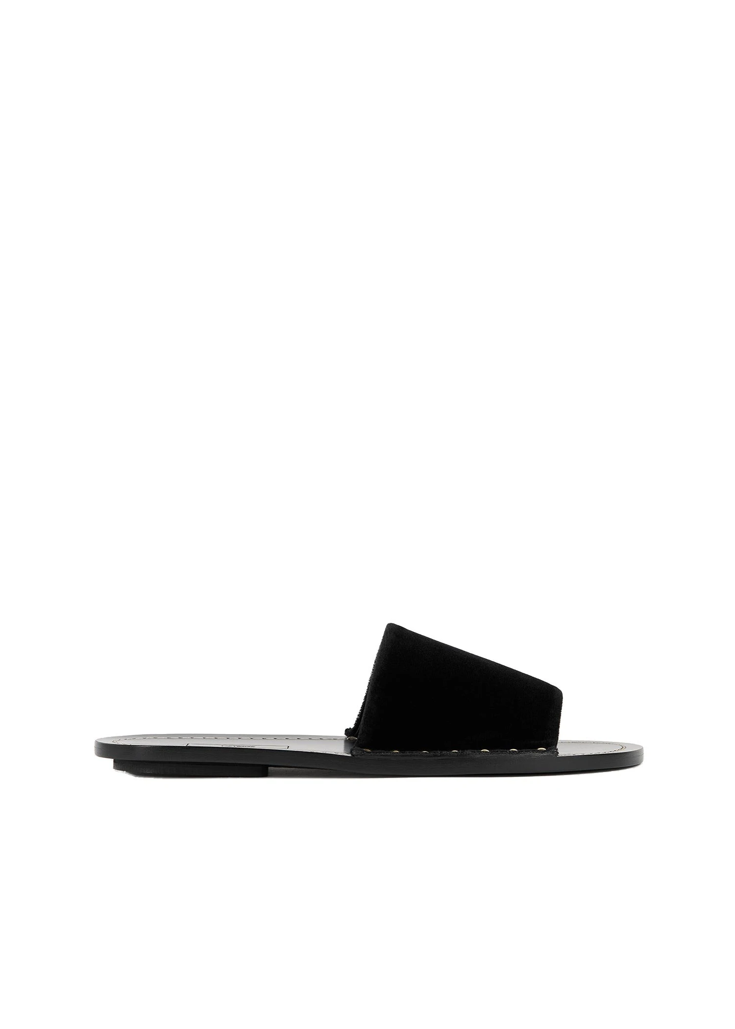 Studded velvet slides in Black