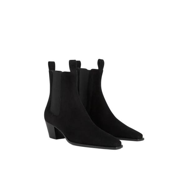 Suede city boots in Black suede - Image 4
