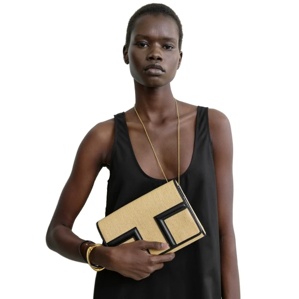 T-Flap woven envelope in Natural / Black - Image 3