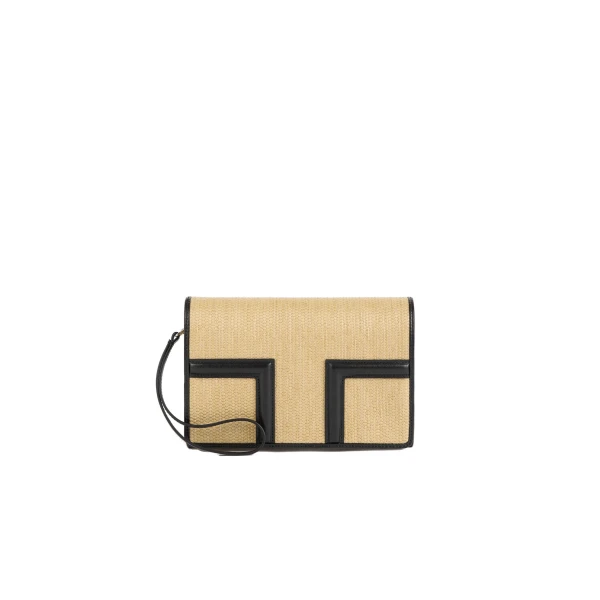 T-Flap woven envelope in Natural / Black