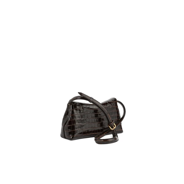 T-Lock croco-embossed clutch in Dark brown - Image 4