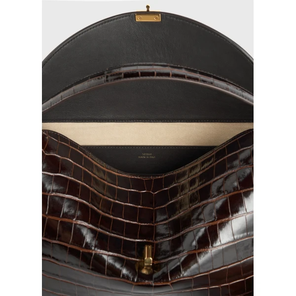 T-Lock croco-embossed top handle in Dark brown - Image 4