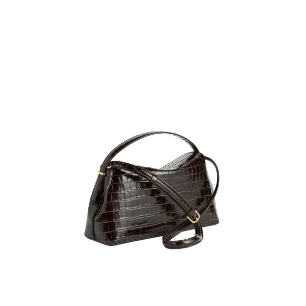 T-Lock croco-embossed top handle in Dark brown - Image 5