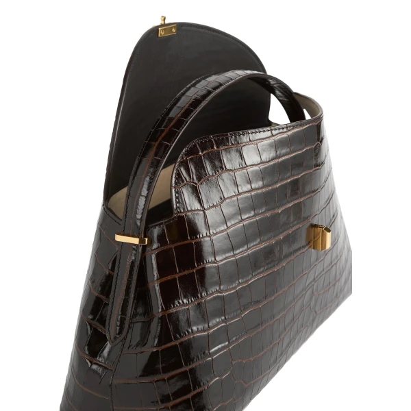 T-Lock croco-embossed top handle in Dark brown - Image 6