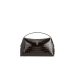Toteme T-Lock croco-embossed top handle in Dark brown