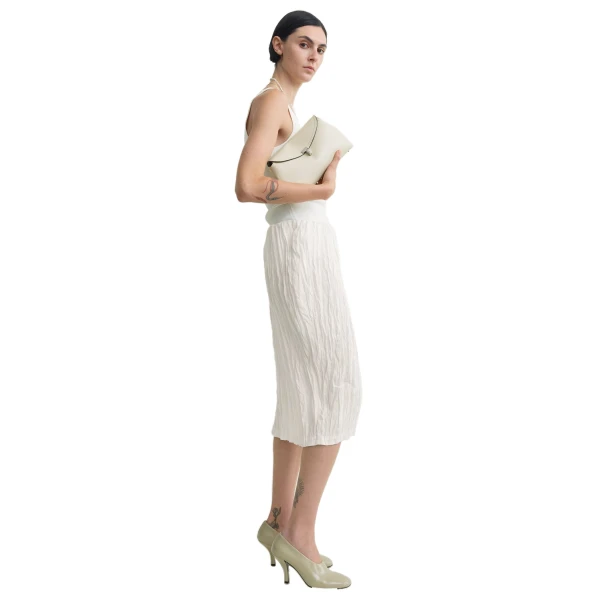 T-Lock grained-leather clutch in Milk - Image 3