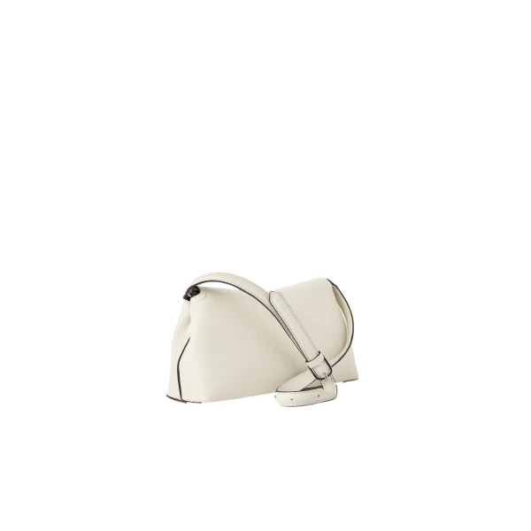 T-Lock grained-leather clutch in Milk - Image 4