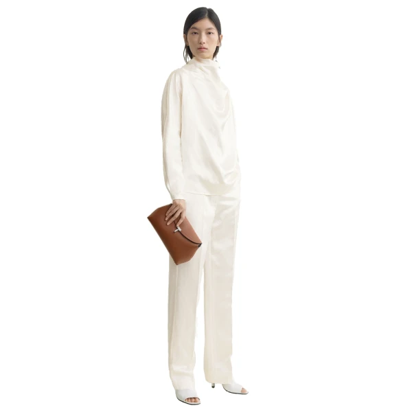 T-Lock grained-leather clutch in Sienna - Image 3