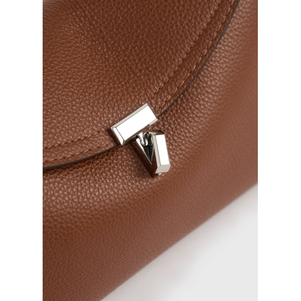T-Lock grained-leather clutch in Sienna - Image 5