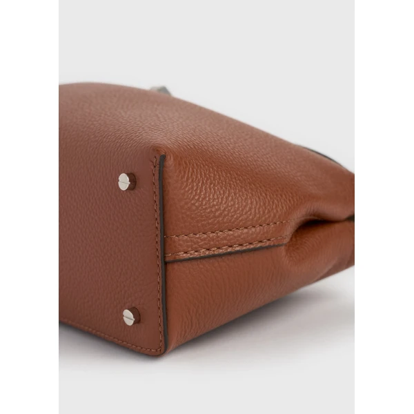 T-Lock grained-leather clutch in Sienna - Image 6