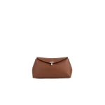 Toteme T-Lock grained-leather clutch in Sienna