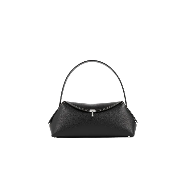 T-Lock grained-leather shoulder in Black