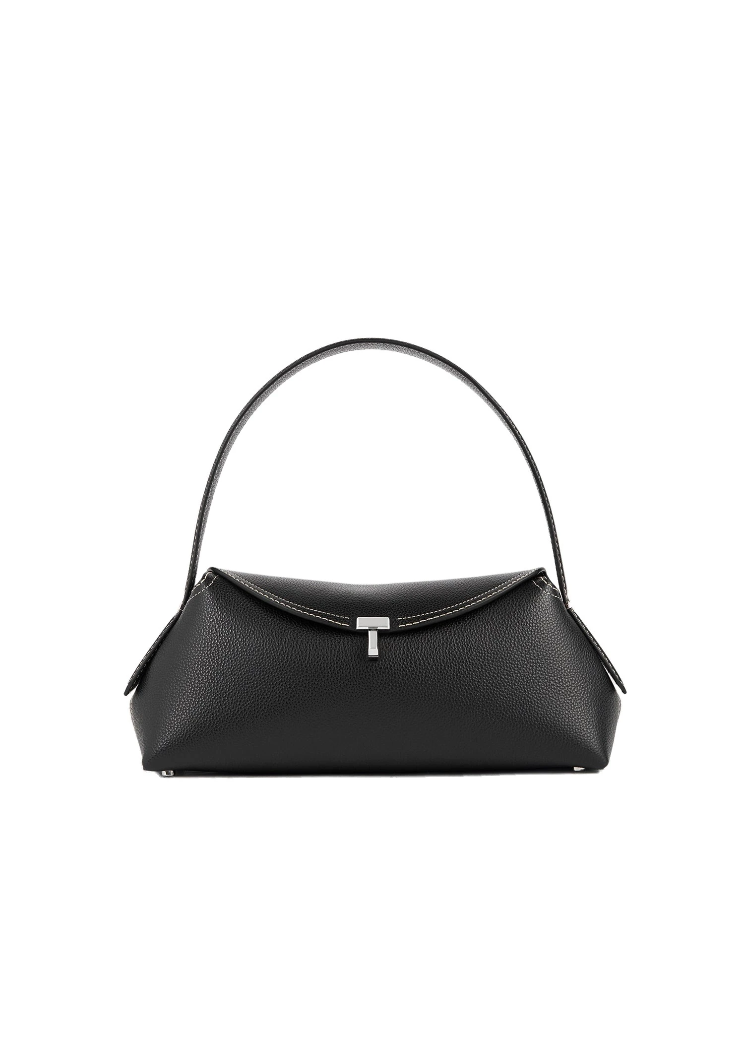 T-Lock grained-leather shoulder in Black