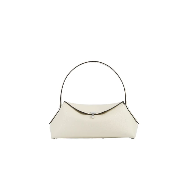 Toteme T-Lock grained-leather shoulder in Milk