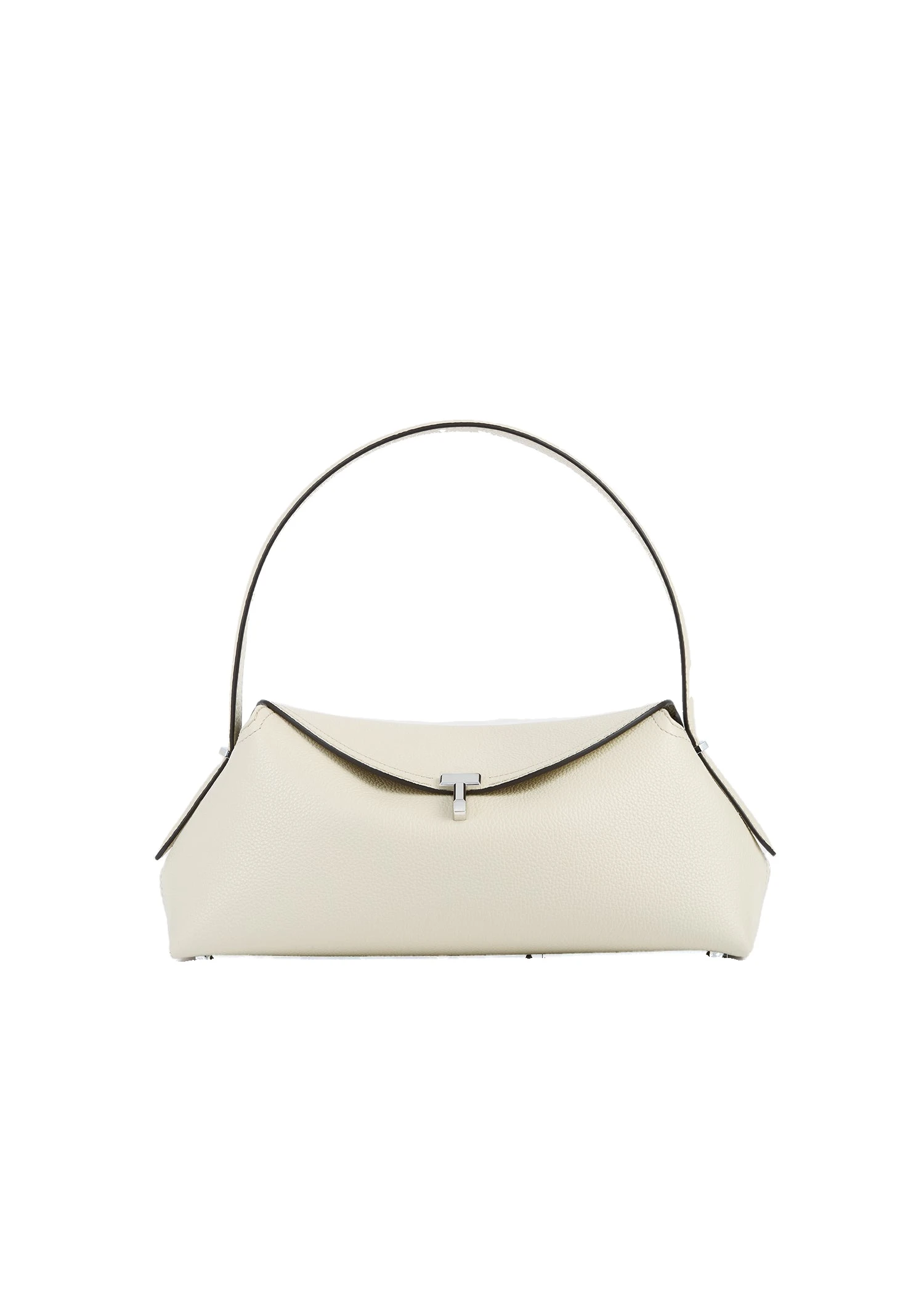 T-Lock grained-leather shoulder in Milk