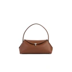 Toteme T-Lock grained-leather shoulder in Sienna