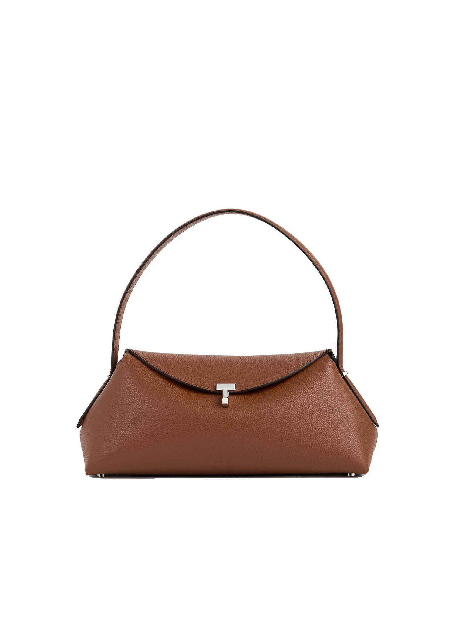 T-Lock grained-leather shoulder in Sienna