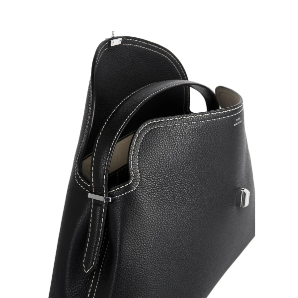 T-Lock grained-leather top handle in Black - Image 5