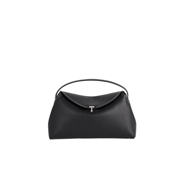 T-Lock grained-leather top handle in Black