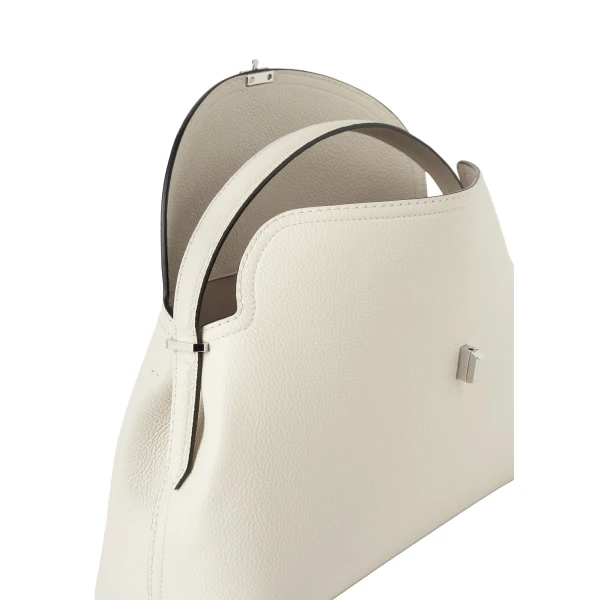 T-Lock grained-leather top handle in Milk - Image 6