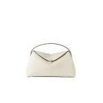 Toteme T-Lock grained-leather top handle in Milk