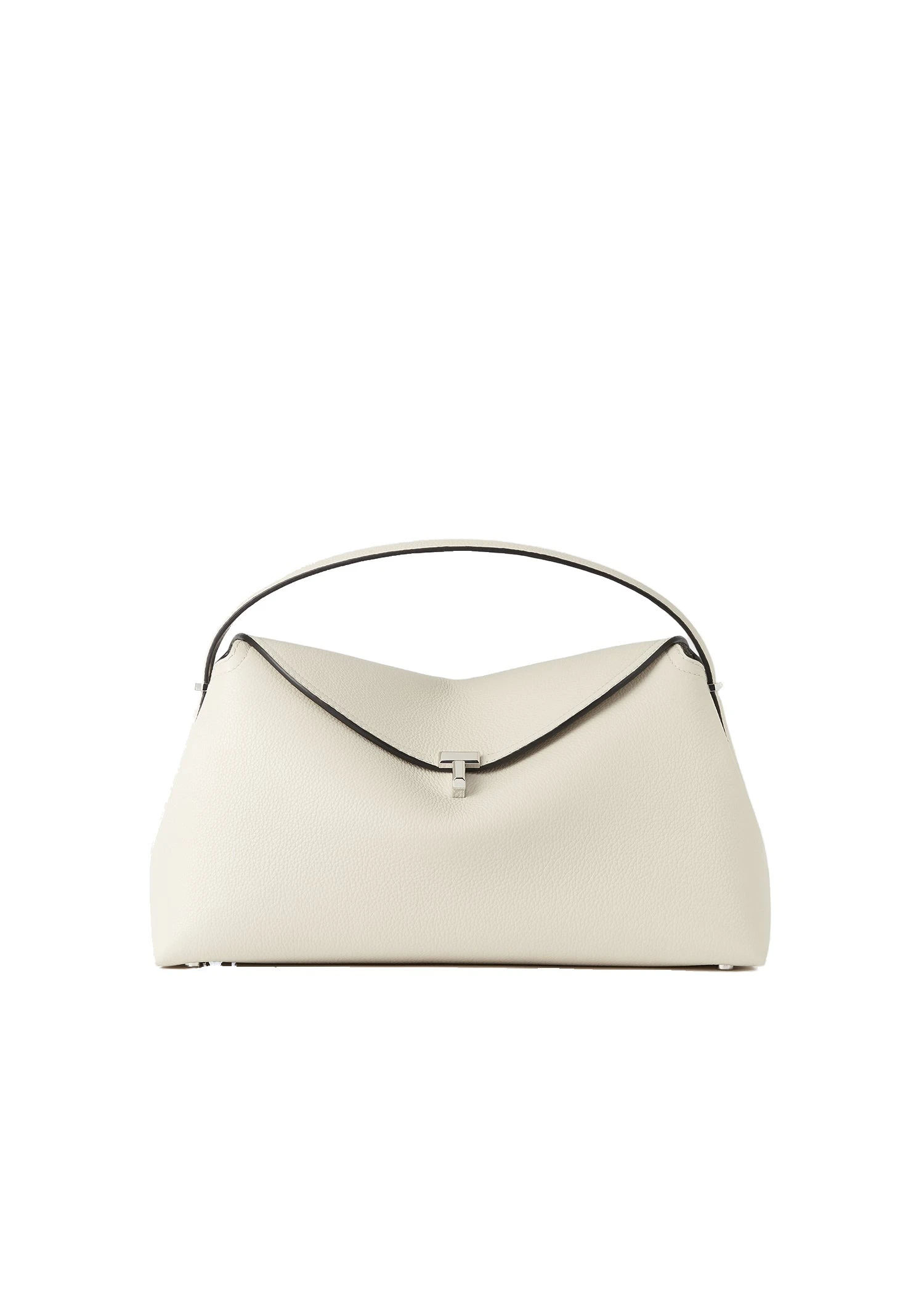 T-Lock grained-leather top handle in Milk