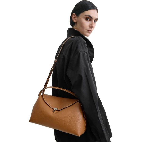 T-Lock grained-leather top handle in Tan - Image 2
