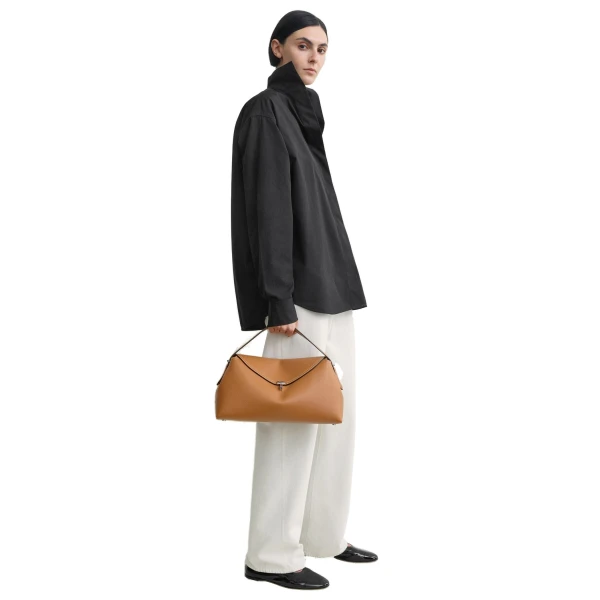 T-Lock grained-leather top handle in Tan - Image 3