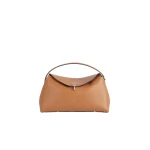 Toteme T-Lock grained-leather top handle in Tan