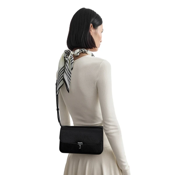 T-Lock grained-patent crossbody in Black - Image 4