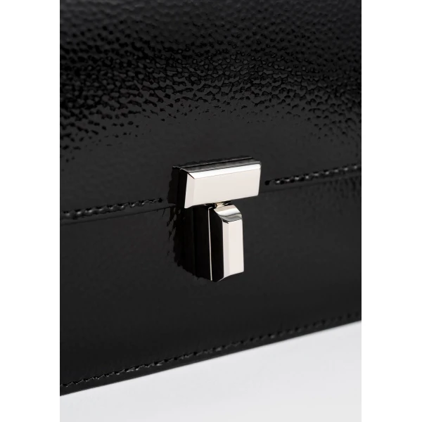 T-Lock grained-patent crossbody in Black - Image 6