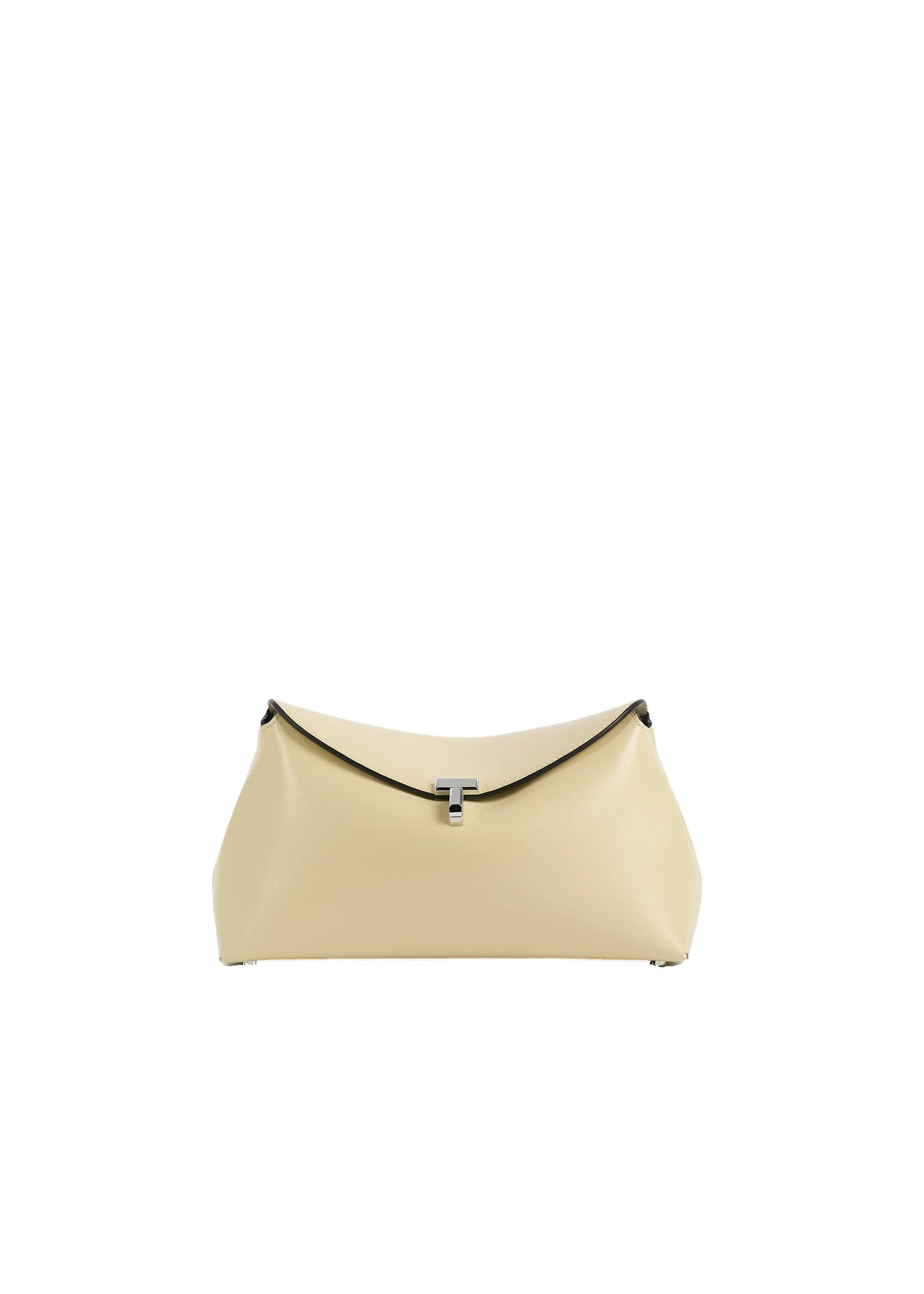 T-Lock leather clutch in Champagne