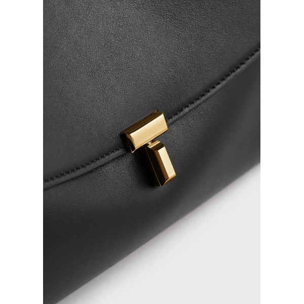 T-Lock leather satchel in Black - Image 5