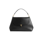 Toteme T-Lock leather satchel in Black